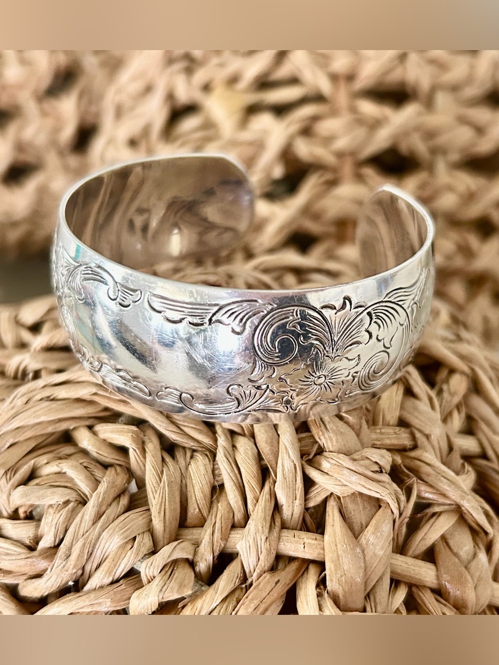 Vintage S. Kirk & Son 925 Sterling Silver Flower Cuff Bracelet Chrysanthemum 37g